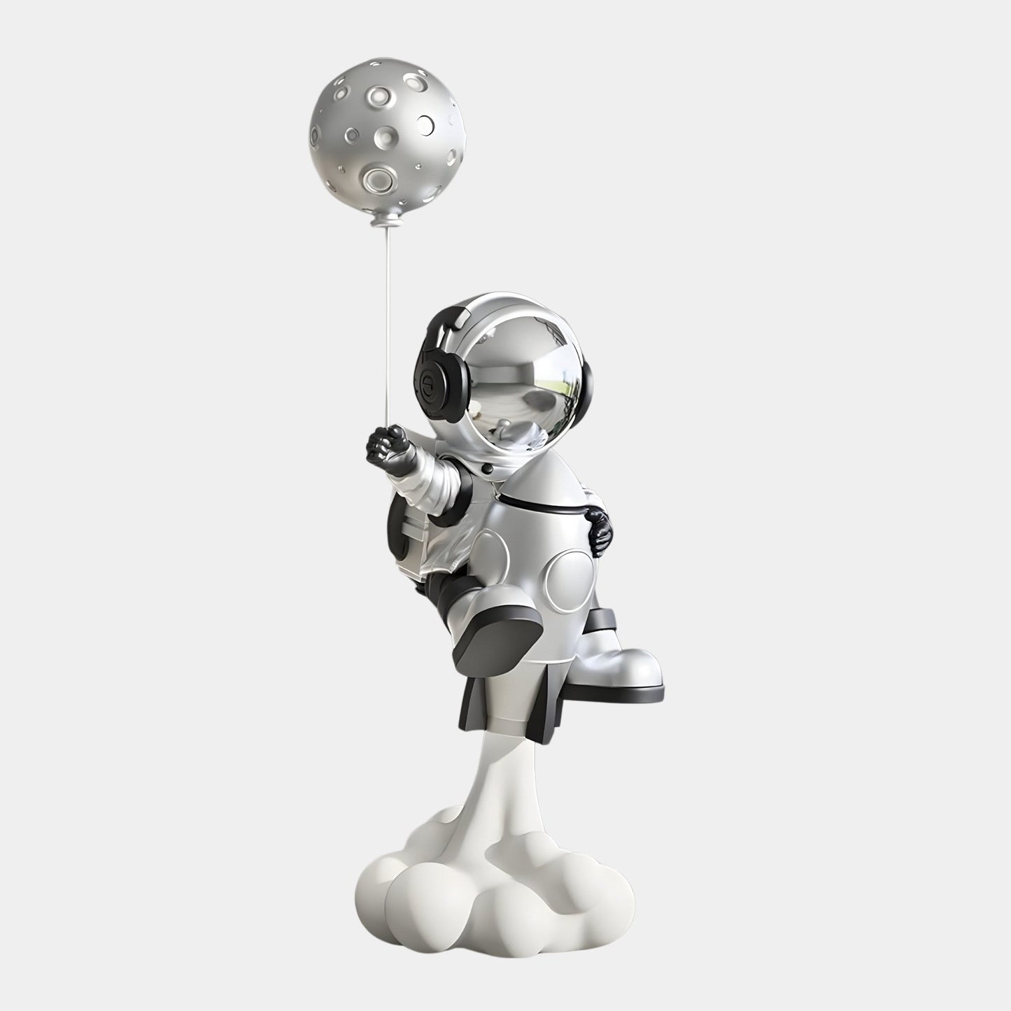Medium Lunar Silver Astronaut Rocket Lift-Off Balloon Sculpture - 95cm