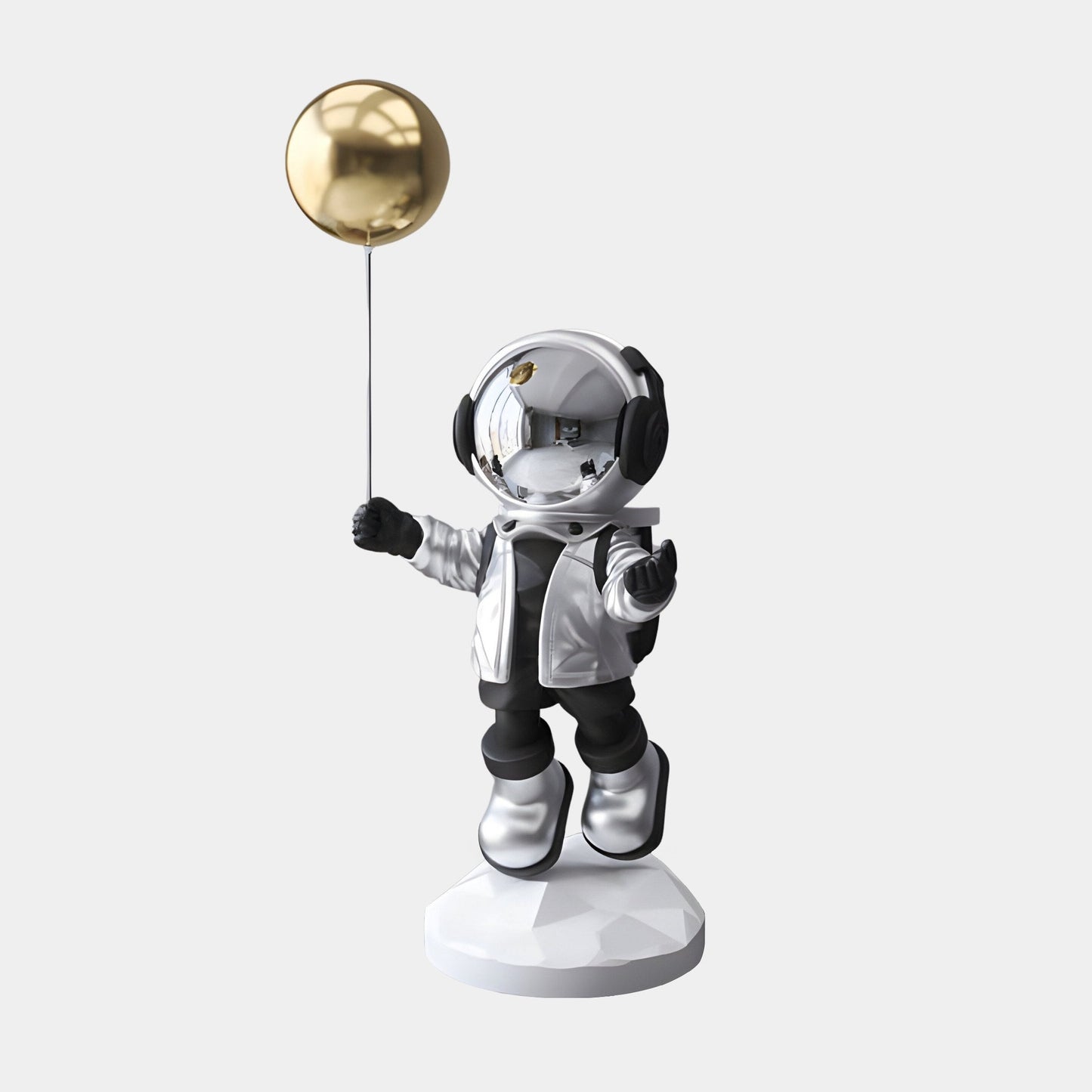 Small Lunar Silver Astronaut Balloon Sculpture - 55cm