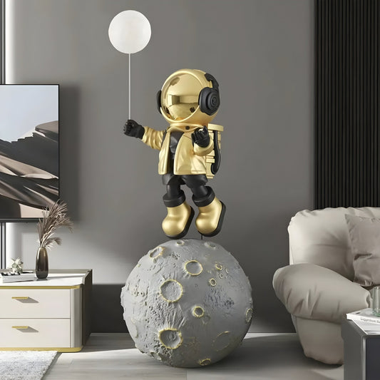 Large Celestial Gold Astronaut Glow Balloon Moonwalk Sculpture - 140cm