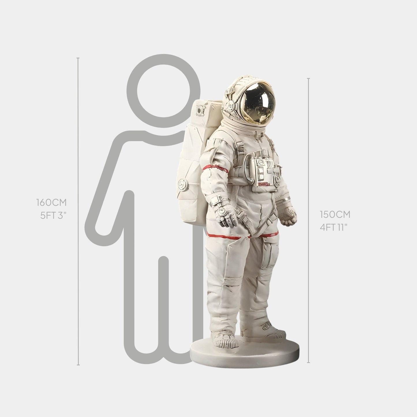 Large Cloud White Space Astronaut Standing Sculpture - 150cm