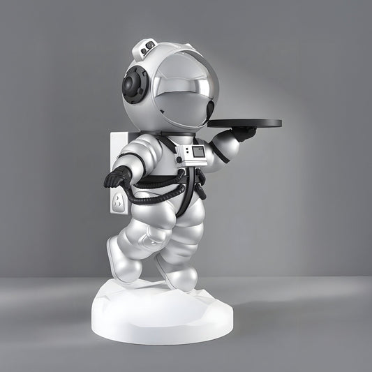 Medium Astral Silver Astronaut Bear Butler Sculpture - 90cm