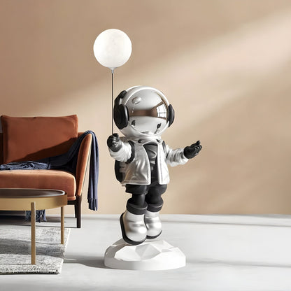Medium Lunar Silver Astronaut Glow Balloon Sculpture - 110cm
