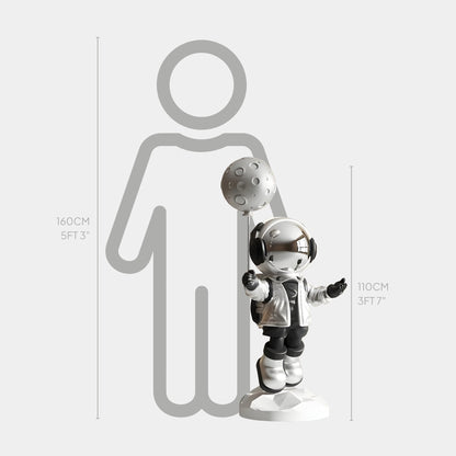 Medium Lunar Silver Astronaut Moon Balloon Sculpture - 110cm