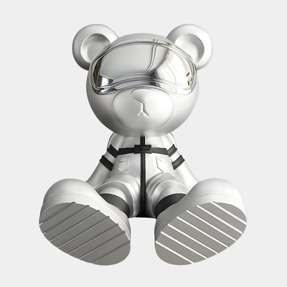 Small Cosmic Chrome Astronaut Bear Sculpture - 51cm